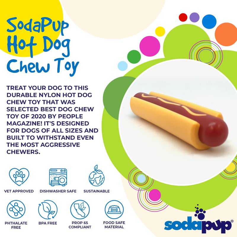 SodaPup Hot Dog â€“ Durable Dog Chew Toy Made in USA from Non-Toxic, Pet Safe, Food Safe Nylon Material for Mental Stimulation, Clean Teeth, Fresh Breath, Problem Chewing, Calming Nerves, & More - Image 3